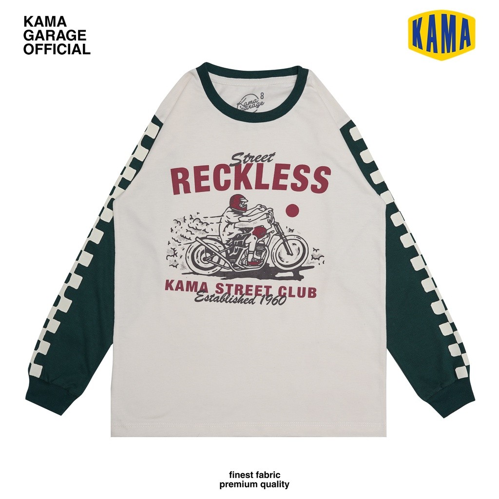 KAMA GARAGE Reckless Baju Kaos Anak Motor Lengan Panjang Unisex