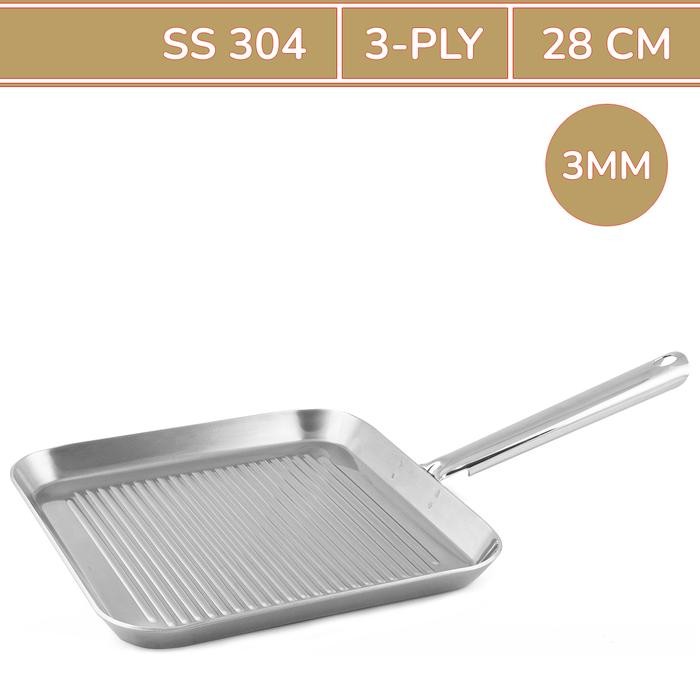 PREMIUM Grill Pan BIMA Stainless Steel 28cm 3ply My Choice