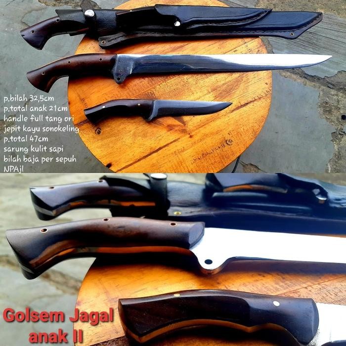 PREMIUM Pisau Jagal super anak, sarung kulit pisau sembelih