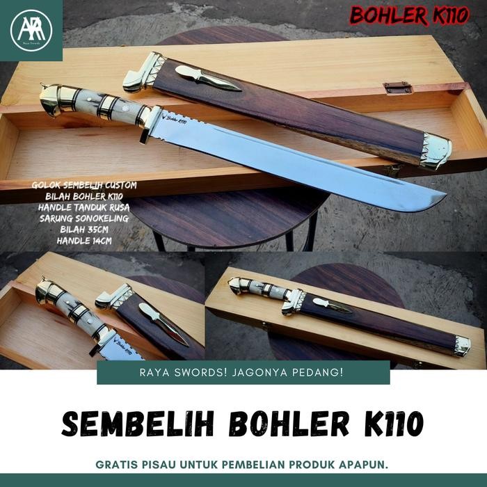 PREMIUM Golok Sembelih Bilah Lurus Baja BOHLER K110 (FREE BOX)