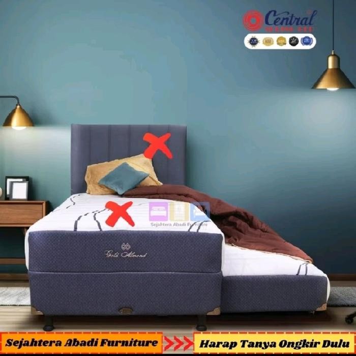 Central springbed GOLD ALMOND 2IN1 twin sorong spring bed matras aman medium firm kasur sorong bed