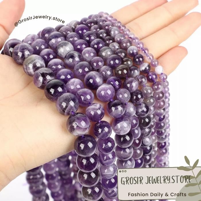PREMIUM Grosir - Manik Batu Alam Amethyst Round Beads Stone