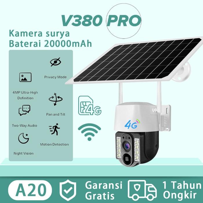 V380 Pro CCTV Tenaga Surya Luar Ruangan 5MP HD CCTV Tenaga Surya Nirkabel PIR Baterai Daya Rendah