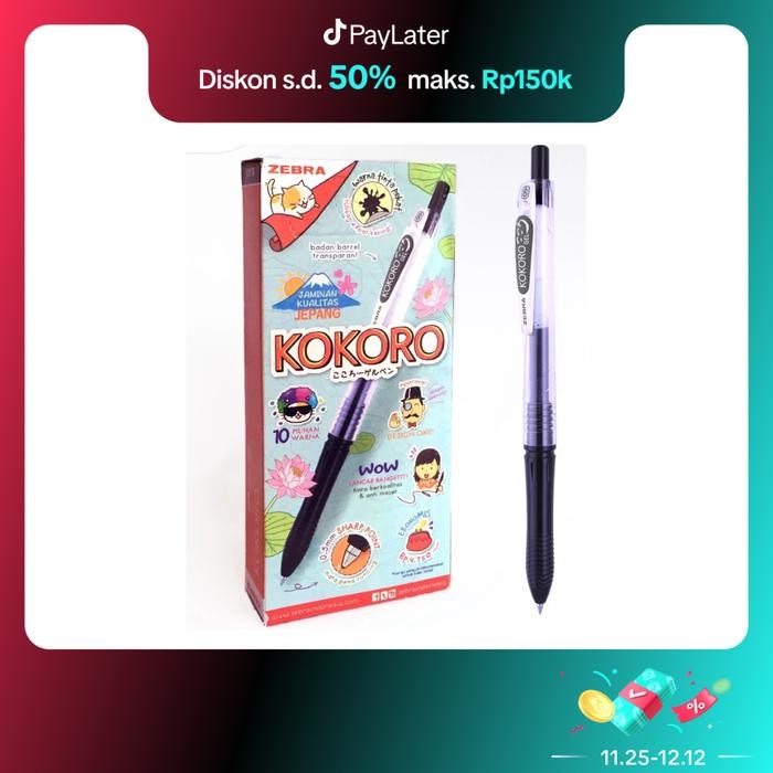 

Ready JT Zebra Pulpen Gel Kokoro Tinta Hitam 0.5 mm isi 12 PCS + Notebook Gratis Stationery