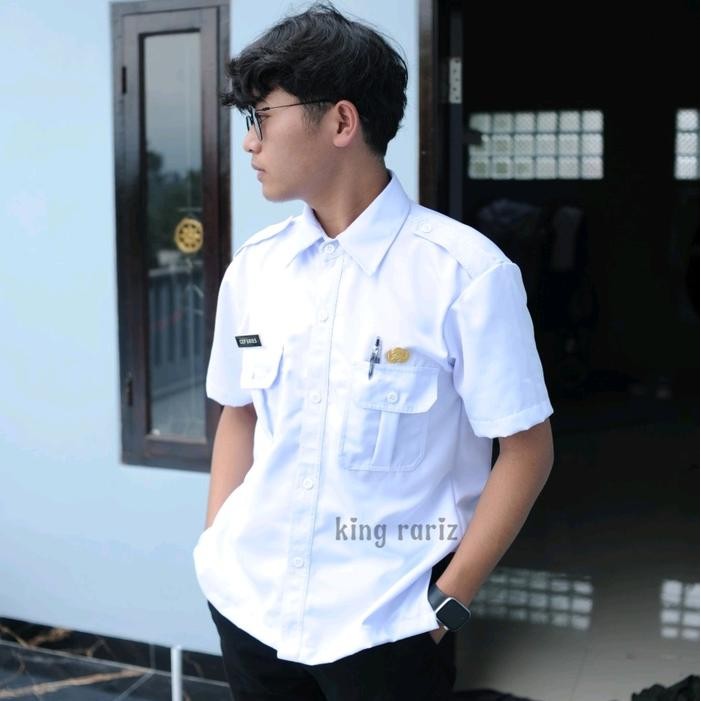 KEMEJA PUTIH SERAGAM DINAS PRIA KEMEJA PDH LENGAN PANJANG/PENDEK KATUN BAJU