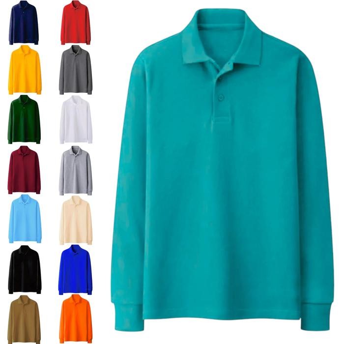 KAOS POLO SHIRT KERAH POLOS WANGKI POLOS LENGAN PANJANG SIZE M L XL XXL BAJU DEWASA PRIA WANITA