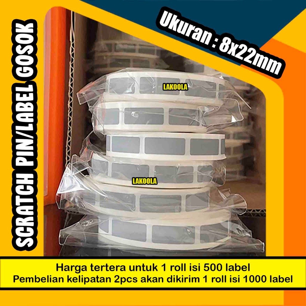 

1000 pcs 8x22 mm Scratch Pin label gosok Sticker Gosok 8x22 mm
