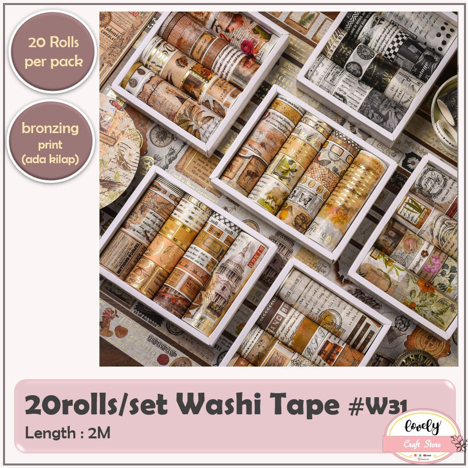 

LovelyCraftStore Bronzing Washi Tape W31 ~ Efek Kilap Masking Tape Selotip Kertas Paper Tape Selotip