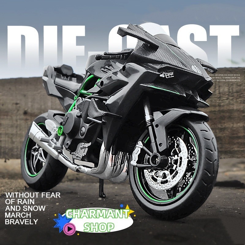 [CHARMANT] Mesin Diecast Kawasaki Ninja H2R Skala 1:12 dan 1:18 Miniatur Mesin Motor Ninja Suara dan