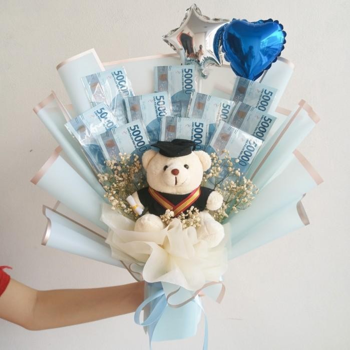Happy- Money Bouquet / Buket Uang / Kerangka Buket / Buket Kado /Buket Wisuda - 5, Tanpa Boneka