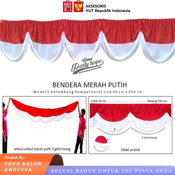 Bendera Merah Putih 5 Gelombang / Bendera Kain Merah Putih Gelombang / Bendera Indonesia Kain