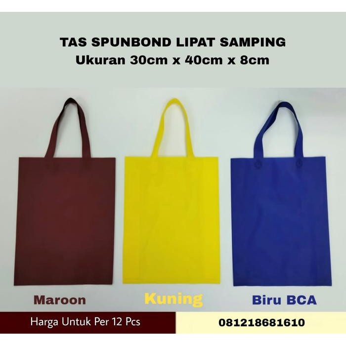 

Pesta- Tas Spunbond / Goodiebag Lipat Samping Ukuran 30cm x 40cm x 8cm Polos