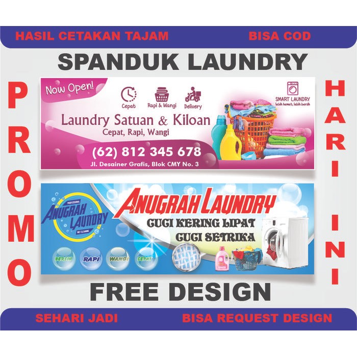 Pesta- SPANDUK BANNER LAUNDRY (FREE DESIGN SESUAI PESANAN)