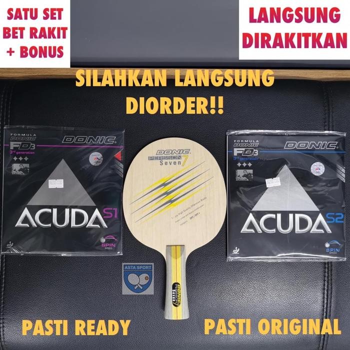 Bat Pingpong Donic Persson Seven + Karet Donic Acuda Set
