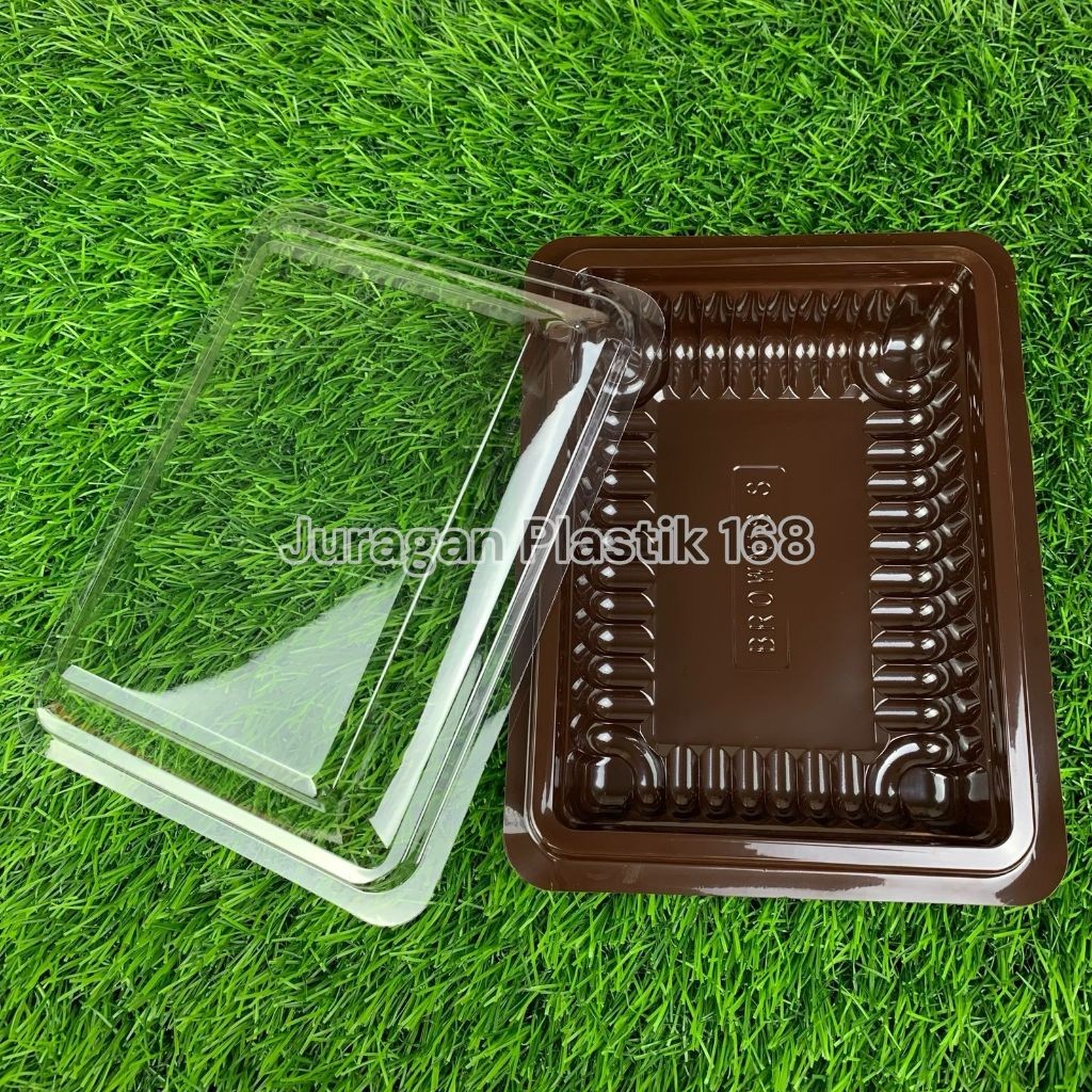 @50PCS Mika Brownies S + Tutup - Tray Bento Kecil - Kotak Makan Nasi Kuning Kue Bronis Coklat Pink