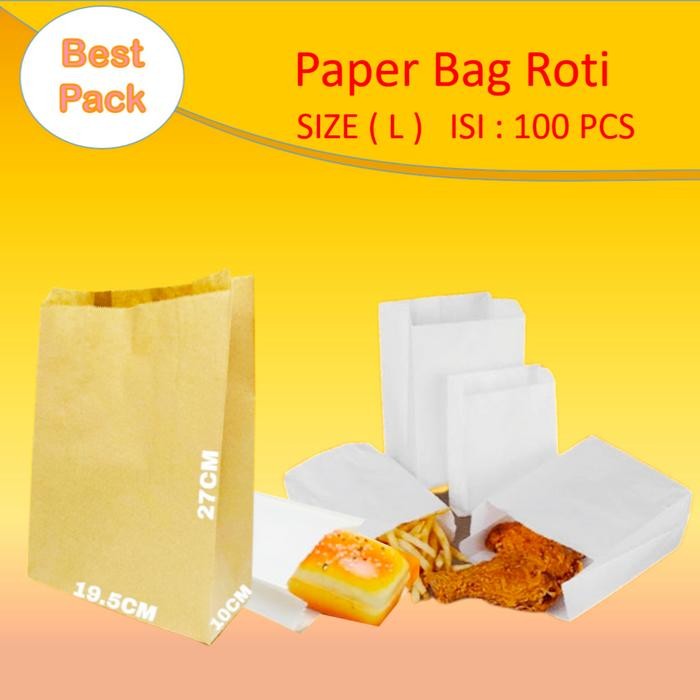 

gema.gemilang paper bag besar - kantong kertas putih untuk roti, fried chicken dll