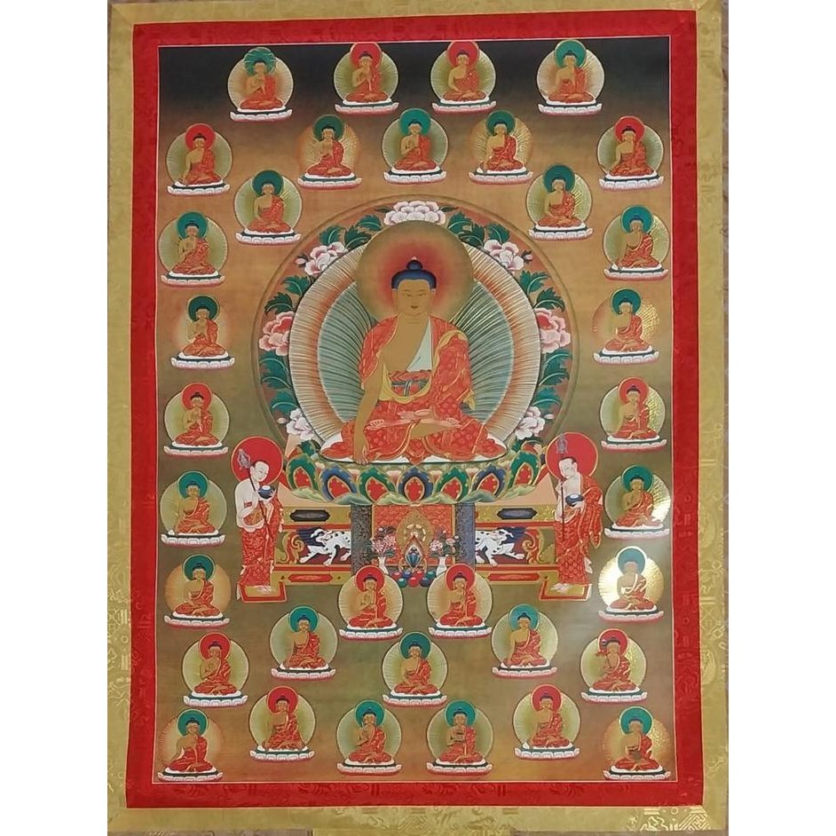 Terlaris 40. Lukisan Tibet / Thangka Print 35 Buddha