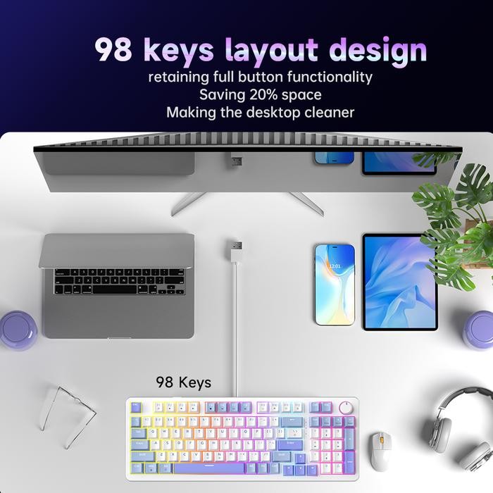 Zifriend Za98 Blue Meanical Keyboard Blue Red Swit Wired 98 Keys