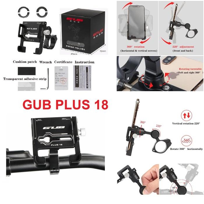 Ponselia- Gub Phone Holder Varian Lengkap Motor Moto Handphone Bracket P10 G81 P30 P40 P50 P60