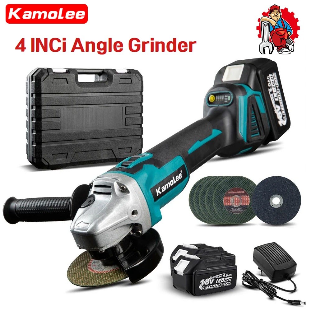 Kamolee DGA404/DGA504 18V 100&125mm Brushless Rechargeable Electric Angle Grinder Multifunction