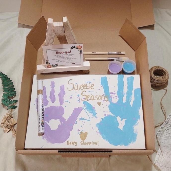 

[Termasuk Easel] Diy Handprint Painting Kit By Sweetie Seasons Asli