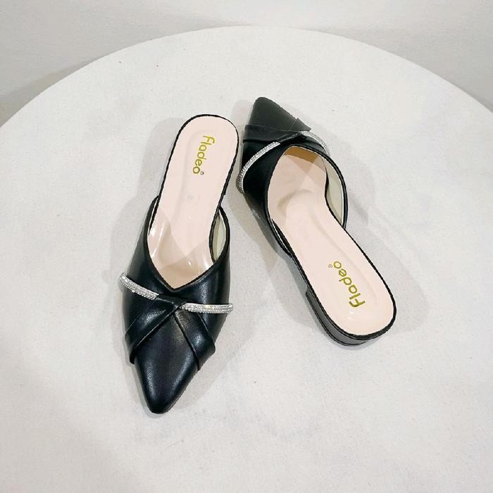 Fladeo Sandal Heels Wanita Selop Heels Tali Berkilau Cantik Sendal Pesta Shoes Lebaran 2025