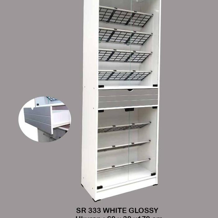 Terbaru Lemari Rak Sepatu Sr333 Full Putih Tinggi 170 - Bandung Saja