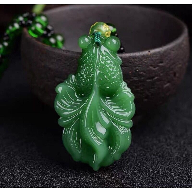 Glamourgemss Kalung Batu Giok Asli - Kalung Kesehatan Batu Giok - Kalung Kesehatan Pria Wanita Giok