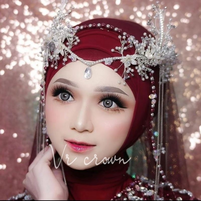 Makmur_55 Headpiace Mahkota Pengantin Wanita Hijab/Non Hijab Simple Mewah