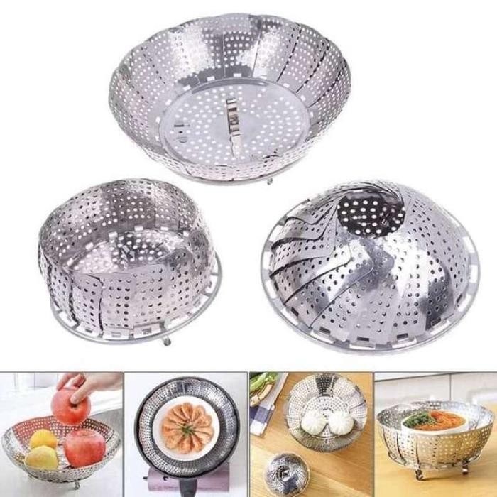 KUKUSAN STAINLESS FLEKSIBEL STEAMER / ALAT KUKUS LIPAT SERBAGUNA
