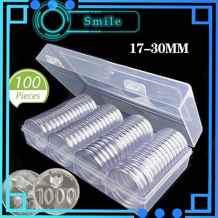 Dudukan Koin Kapsul Jelas Case Kotak untuk Koleksi Koin 17-30MM