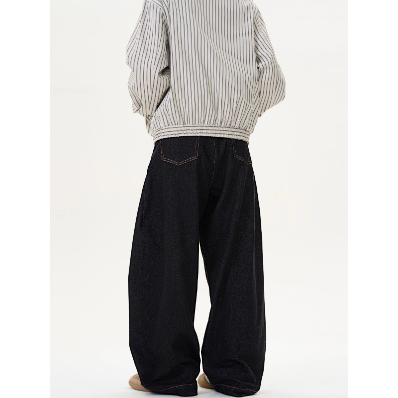 Men Vintage Baggy Black Jeans High Waist Denim Trousers Korean 2000S Harajuku 90S Aesthetic Oversize