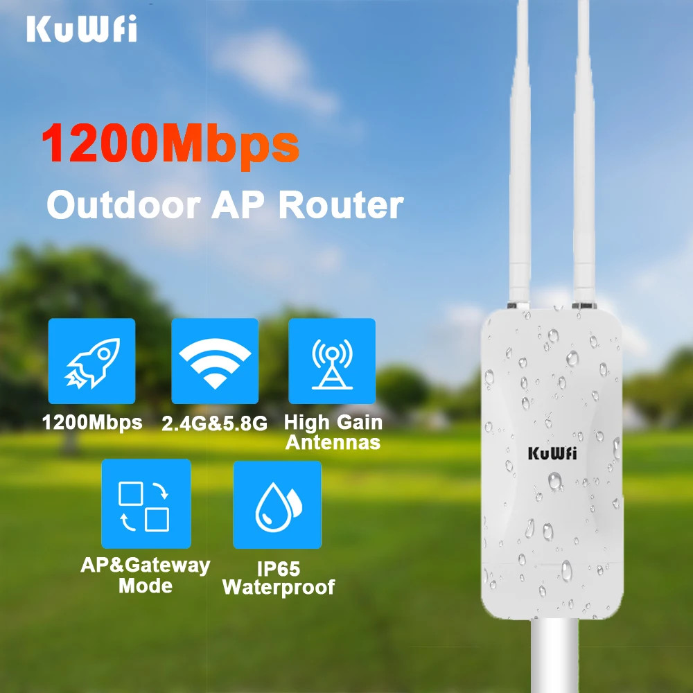 IMPORT KuWFi 1200Mbps Outdoor AP Router Dual Band Wireless Wi-Fi Access Point with High Gain