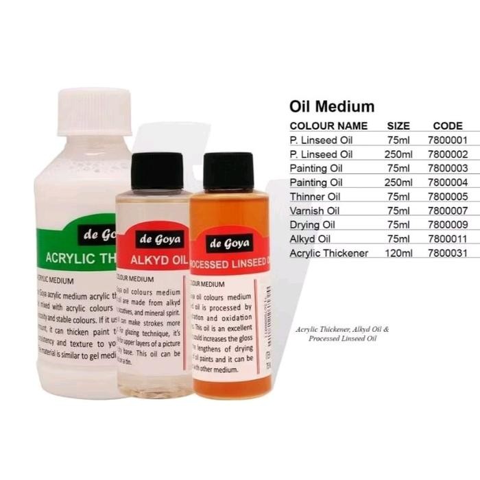 

De Goya Degoya Oil Color Medium Painting Varnish Thinner Processed Linseed Segala Cairan Kebutuhan