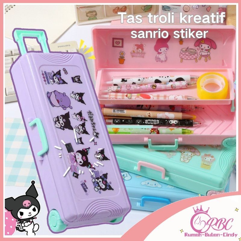 

Large Capacity Kawaii Pencil Cases + Sanrio Stiker for Girls Office Student Stationery Organizer