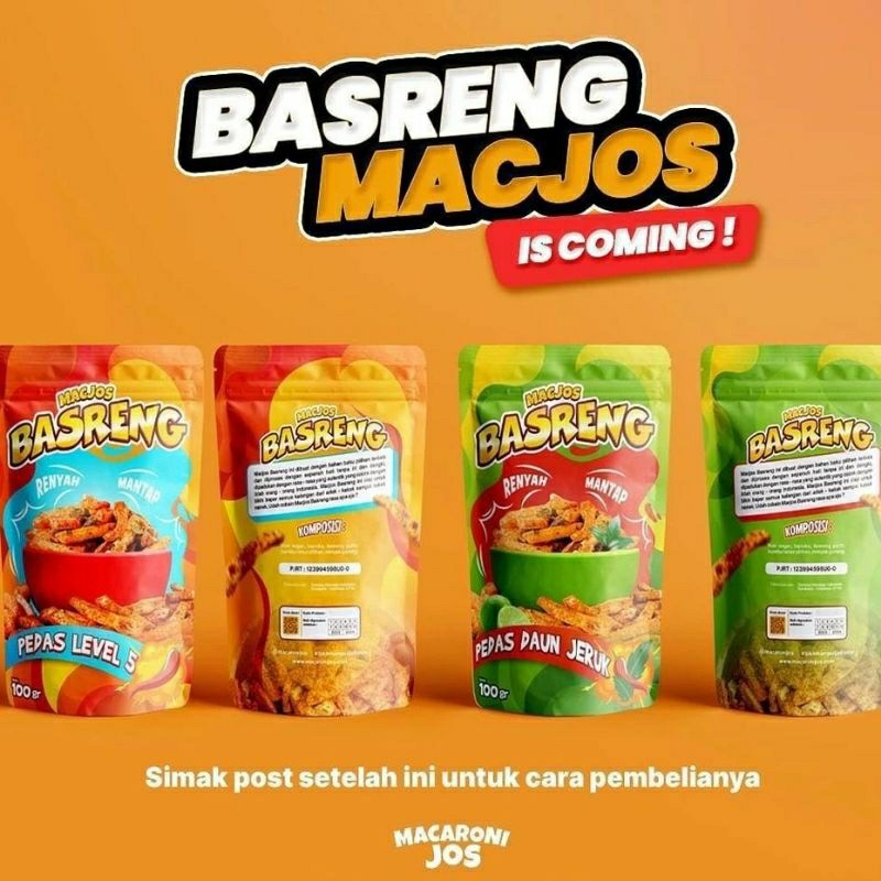 

MACJOS BASRENG Cemilan Snack Viral Makroni Macaroni Jaos goreng jos kemasan 100.gr Renyah gurih