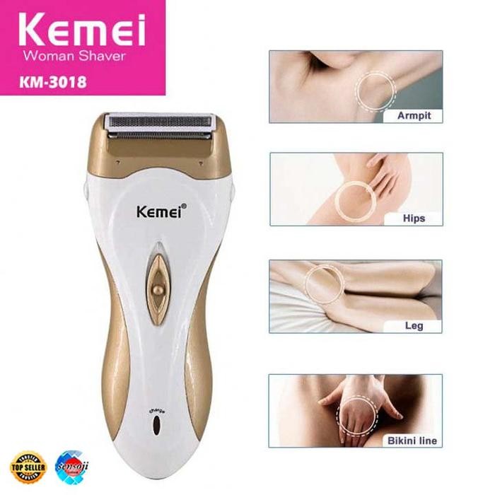 PREMIUM LADY SHAVER KEMEI KM3018 / Alat Cukur Wanita Kemei KM3018