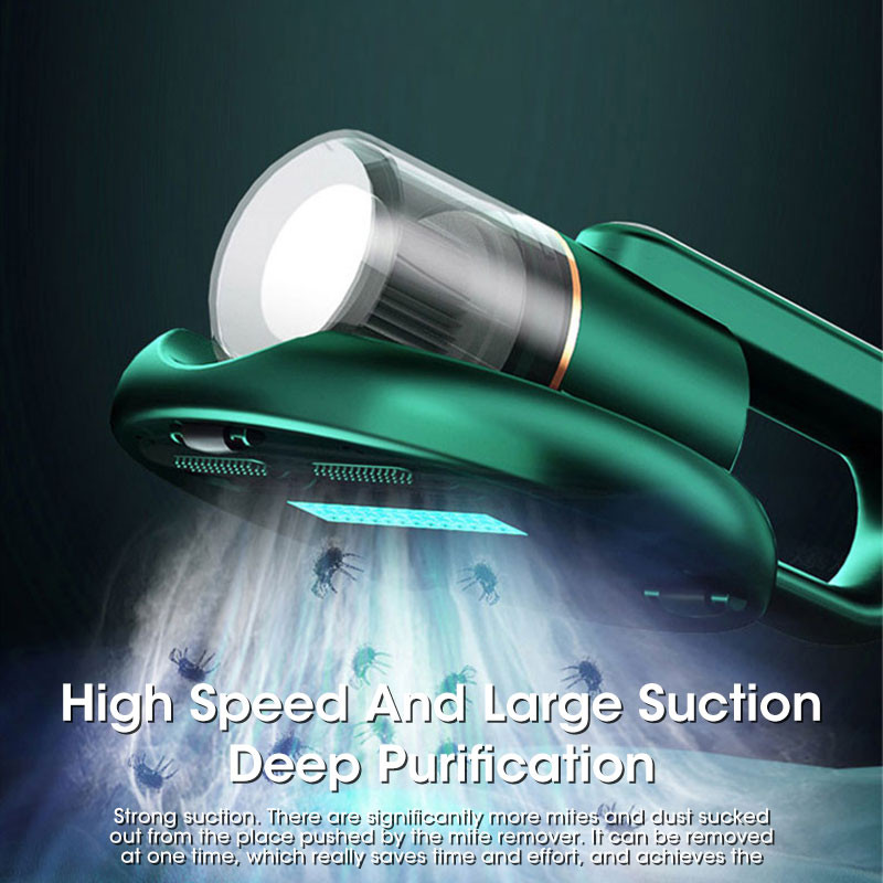 Penghilang Tungau Vakum Otomatis Rumah Tangga Nirkabel Pembersih Tungau Sterilisasi Ultraviolet Mesi