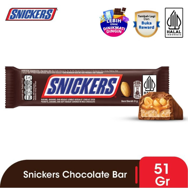 

Coklat SNICKERS Chocolate Peanut Original Bar 51g / 31g