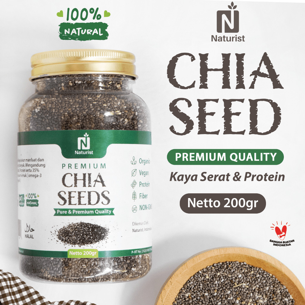 

NATURIST Chia Seed Organik 200gr / Black Chiaseed Mexico / Biji Chia Premium Chia Seed Untuk Diet