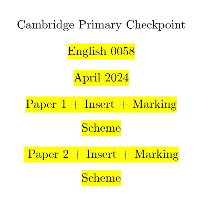 

TERLARIS [HARDCOPY] CAMBRIDGE PRIMARY CHECKPOINT ENGLISH APRIL 2024 READY