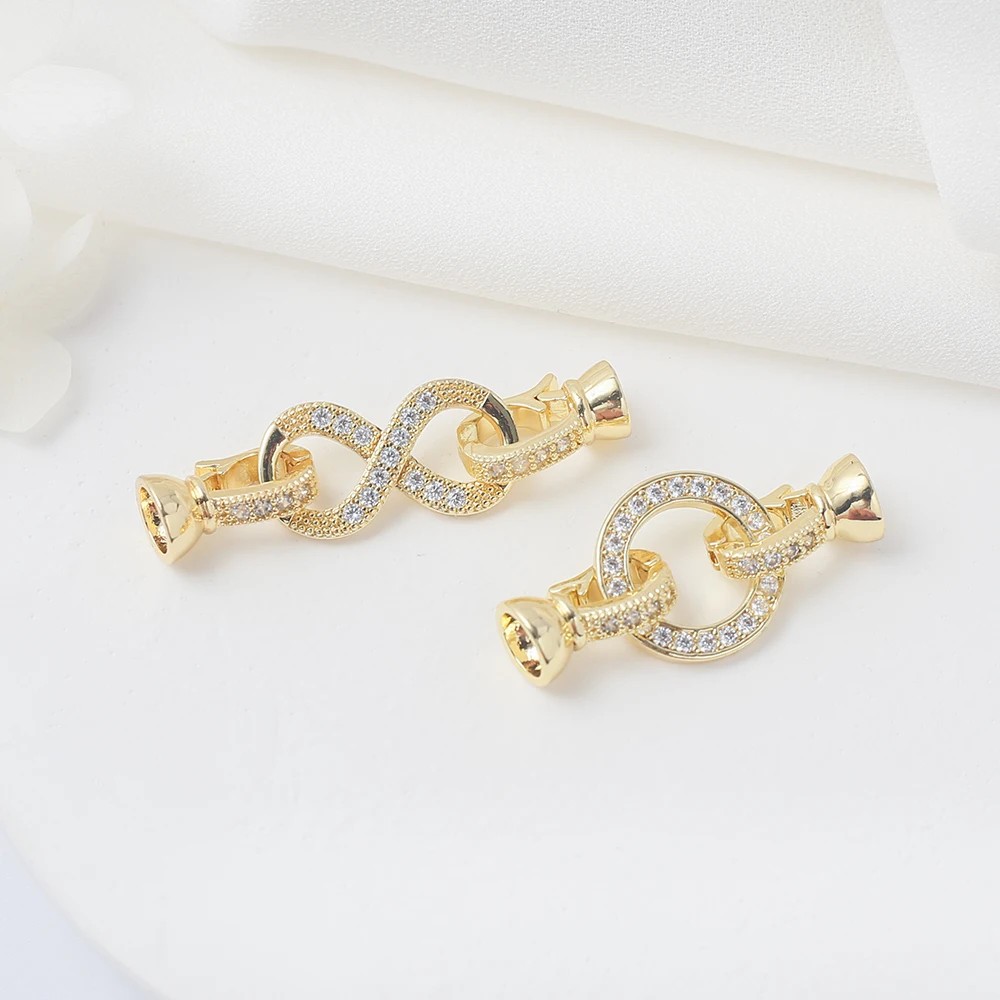 Fold Over Clasps Extender Clasp Closure End Caps Brass Zircon Fastener Clasps Connector For Diy
