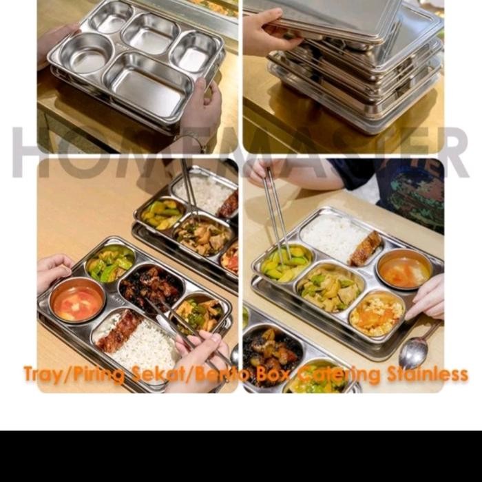 Lunch Box Stainless Sekat 5 / Lunch Box Plus Tutup / Kotak Makan Sekat