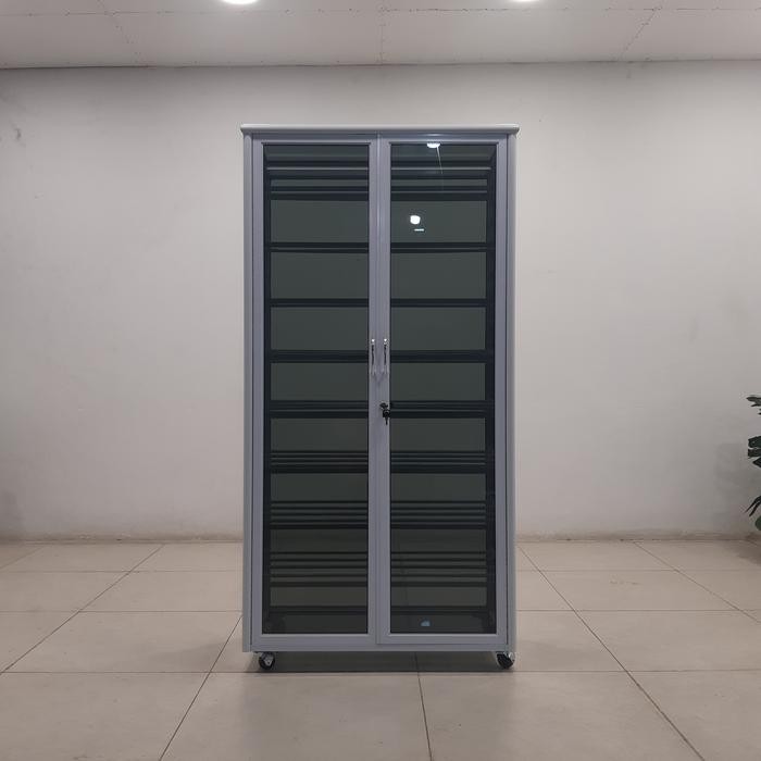 Terbaru Lemari Rak Sepatu 9 Susun 80 Cm Aluminium Putih Dan Belakang Kaca