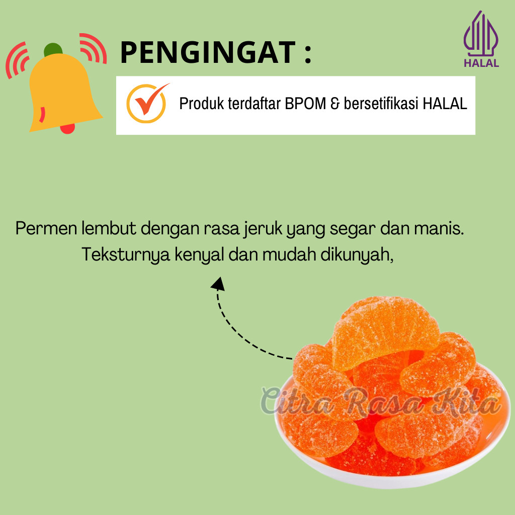 

Naraya Orange Soft Candy / Permen Lunak Rasa Dan Bentuk Jeruk Halal 500gr