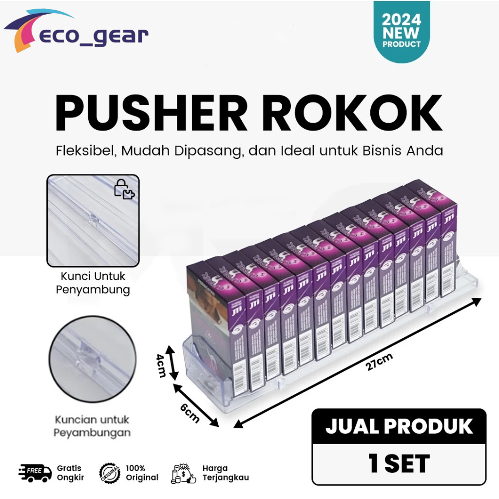 1 Set Pusher Rokok / Tempat Rokok / Rak Rokok Akrilik