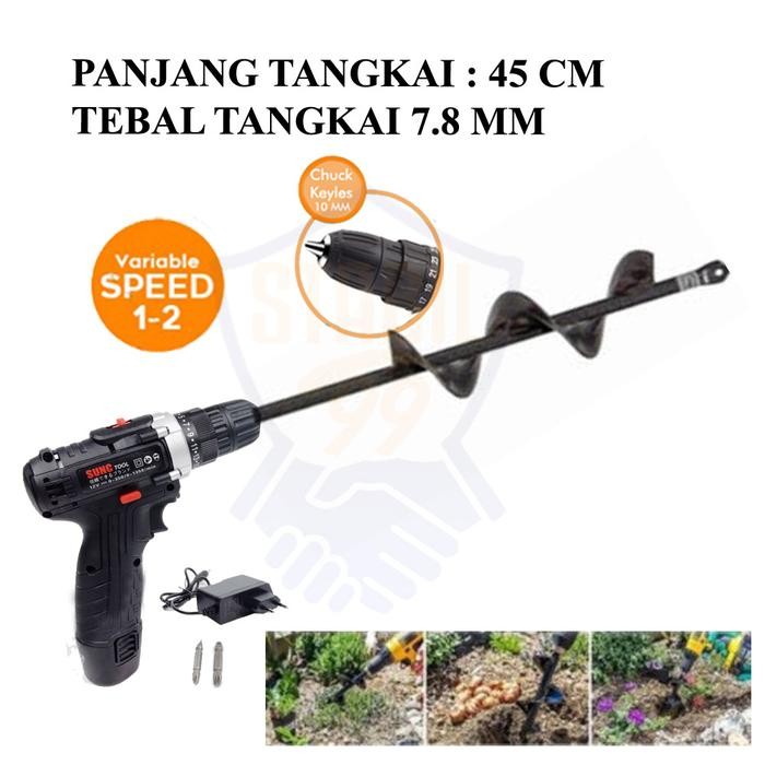 Terbaru Mesin Bor Tanpa Kabel 12V Penggali Tanah Taman Pembuat Lobang Tanam