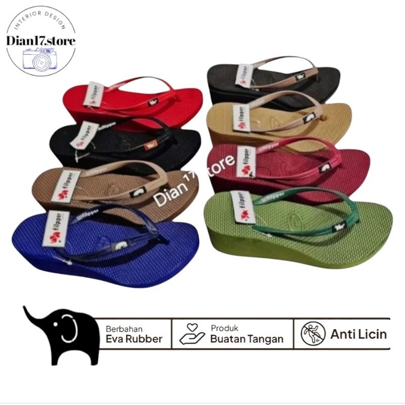 Strnr- SANDAL WEDGES PEREMPUAN FILPPER CLASSIC FULL COLOUR, SENDAL WEDGES FIPPER PREMIUM WANITA 5 CM