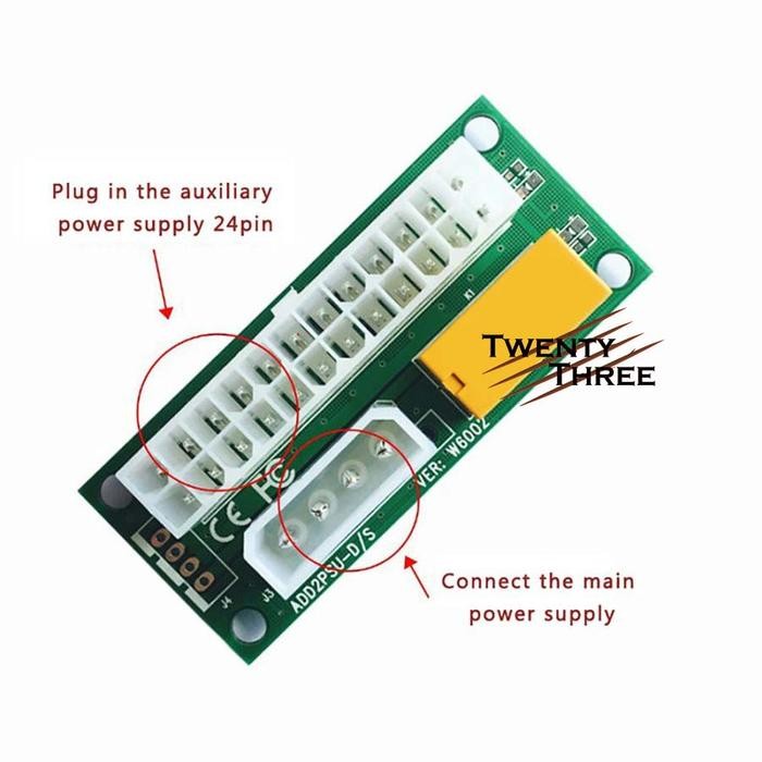 JTTOP" DUAL PSU RELAY ADAPTER POWER SUPPLY MOTHERBOARD MINING DOUBLE MOBO