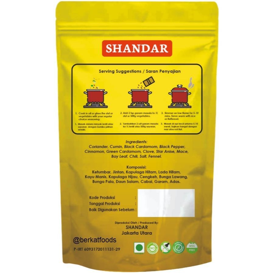 

Garam Masala Powder Shandar / Bubuk Masak Rempah Masakan India Arab / Bumbu Serbaguna Tanpa Pengawet